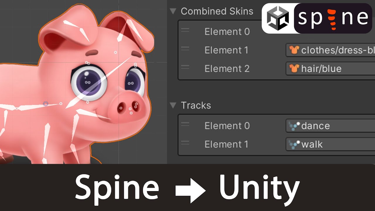 Как импортировать персонажа Spine 2D в Unity | Объединение скинов и треков