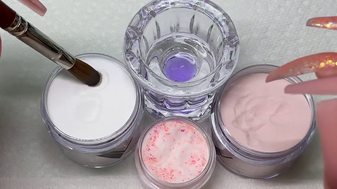 Trying Valentino Beauty Pure Beginner Acrylic Kit | Non-dominant Hand Acrylic Application 3DNail Art