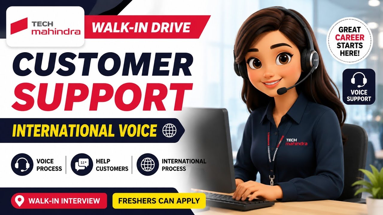 Tech Mahindra Walk-In Drive 2026 | International Voice Process | Freshers & Experienced 