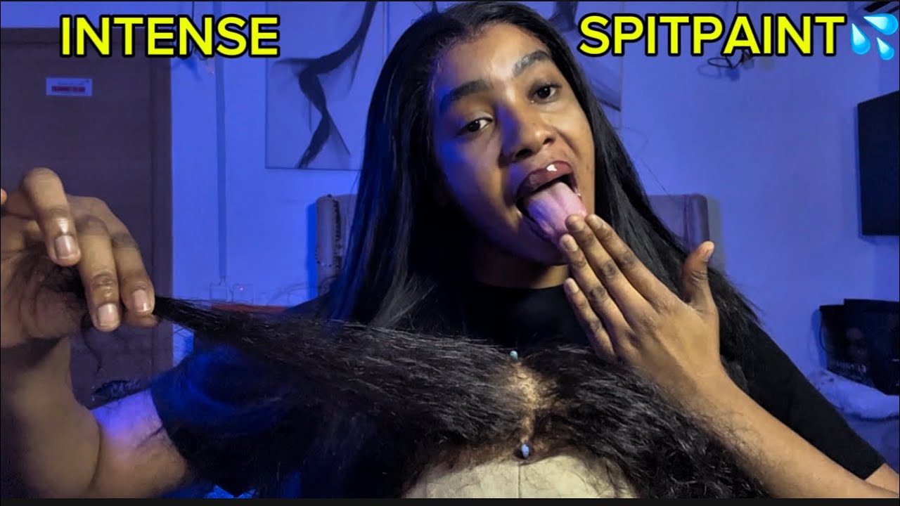 ASMR✨ SPIT PAINT 💦 ON FAKE PERSON & MOUTH SOUND, THICK HAIR PARTING WITH RANDOM WOODEN TOOLS 