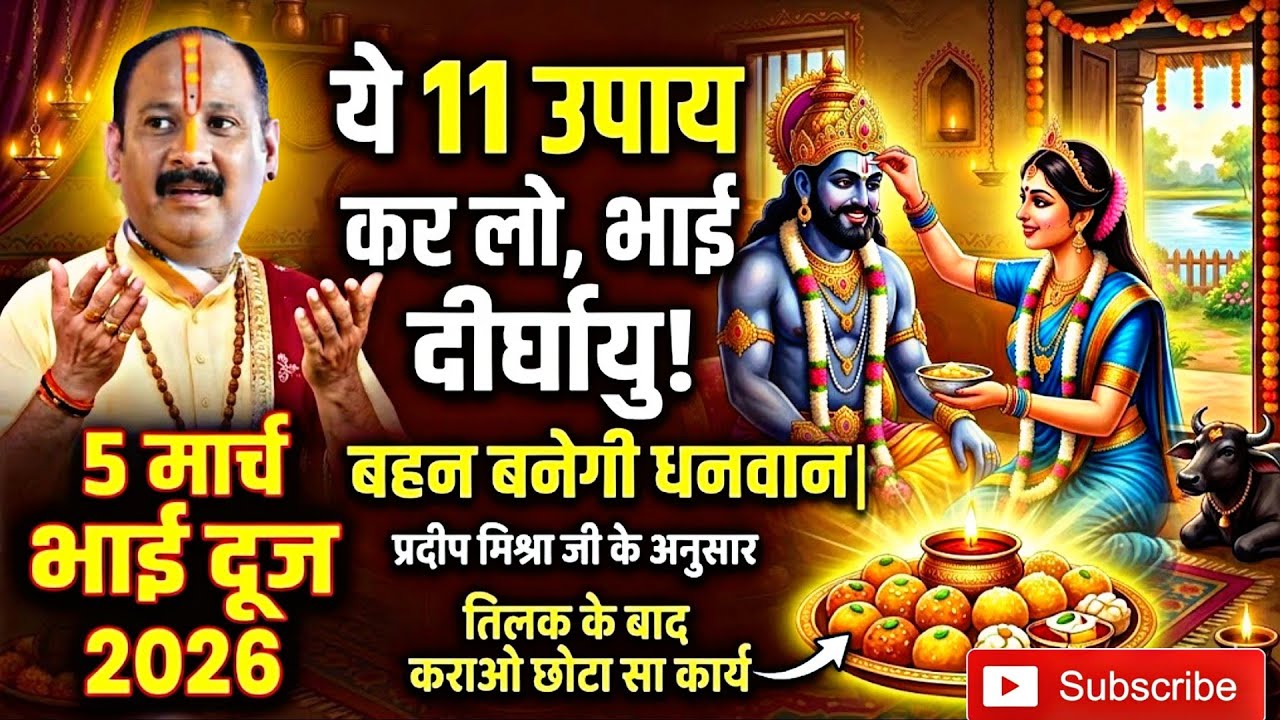 🪔 5 मार्च भाई दूज 2026: ये 11 उपाय कर लो, भाई होंगे दीर्घायु और बहन बनेगी धनवान | तिलक की सही विधि 🥳
