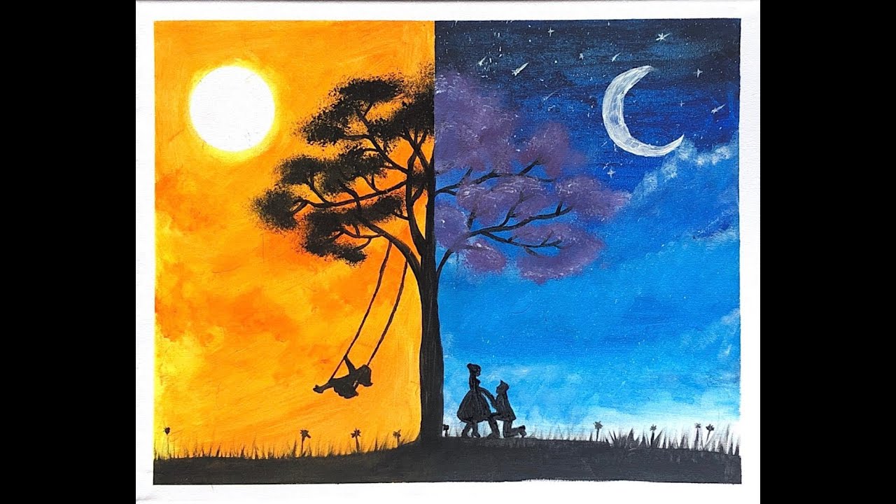 El día y la noche en un lienzo/ Pintura Acrílica
