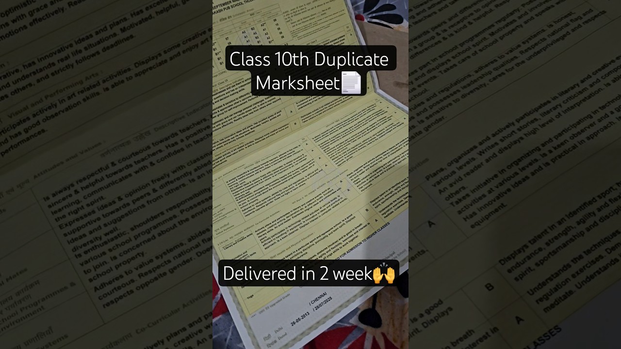 Class 10th duplicate marksheet📄 #class10 #marksheet #class12 #cbseboard #boardexam #shorts