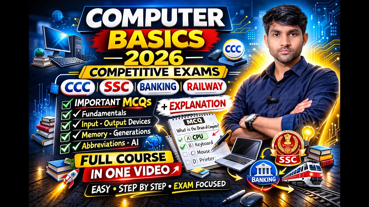 Computer Basics Complete Class for Competitive Exams | CCC O Level SSC Banking Preparation#gkquiz