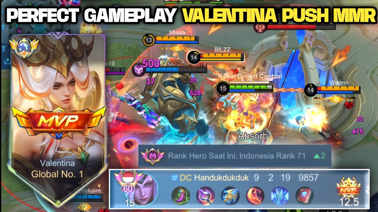 PERFECT GAMEPLAY VALENTINA PUSH MMR!! MODE SERIUS BIKIN MUSUH KETAR KETIR!! - MOBILE LEGENDS