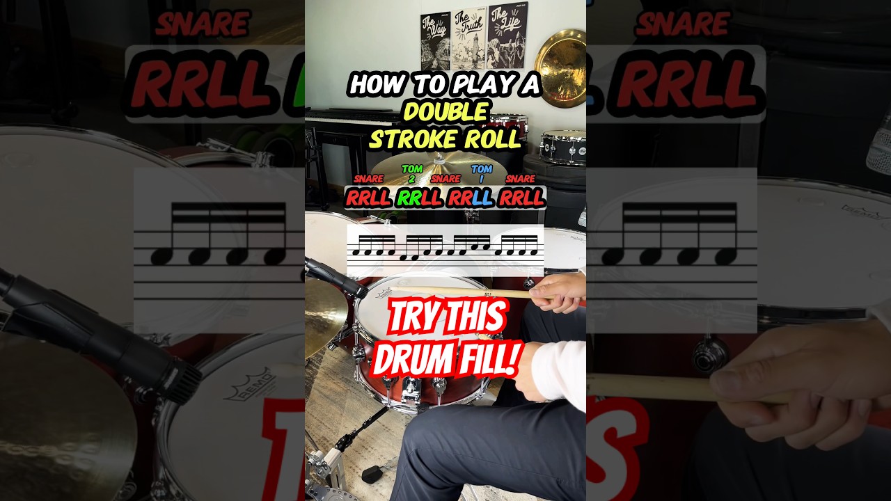 How to Play a Double Stroke Roll Drum Fill (Easy Drum Lesson) #drums