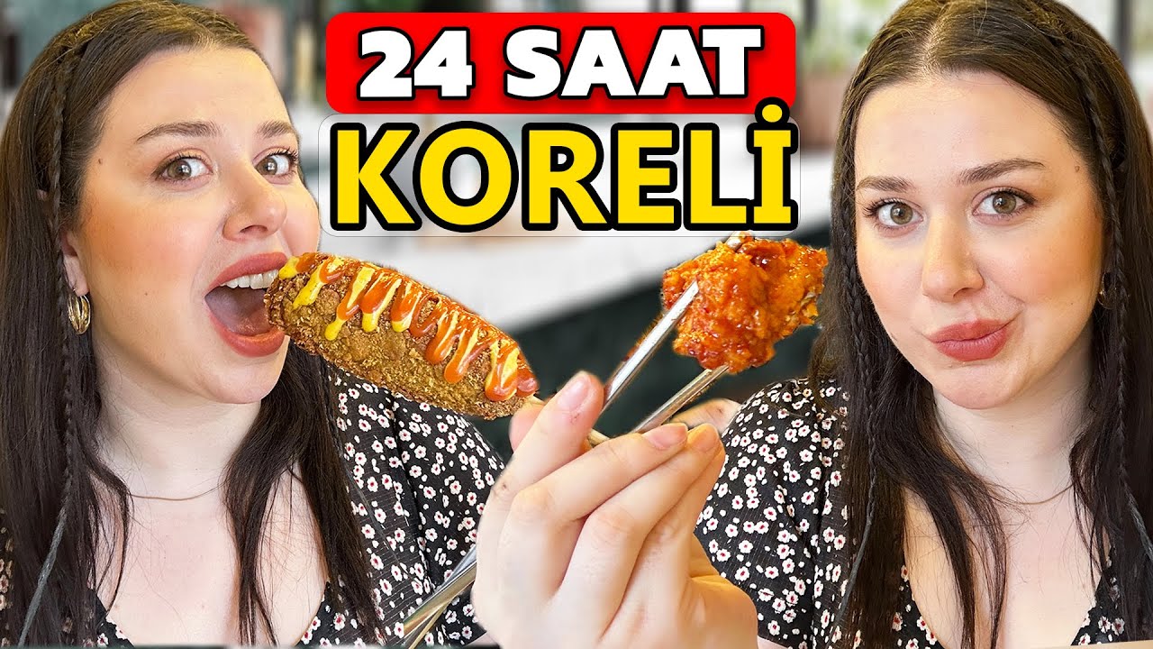 24 SAAT KORELİ GİBİ YEDİM 😂 İLK KEZ KORE YEMEĞİ YİYORUM | RABOKKİ- GİMBAB-SUN YANG-MANDU...