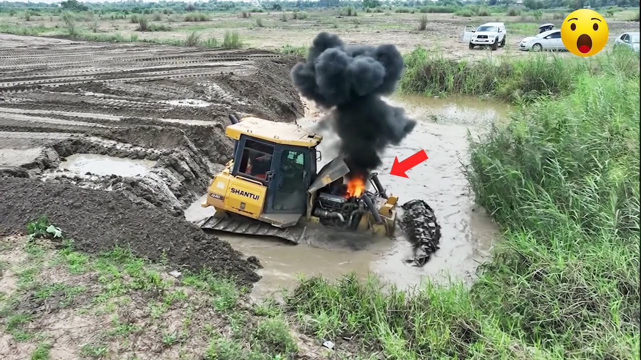WTF!! 😱 Bulldozer Sinking Deep in Mud! Dump Truck Fighting Hard 