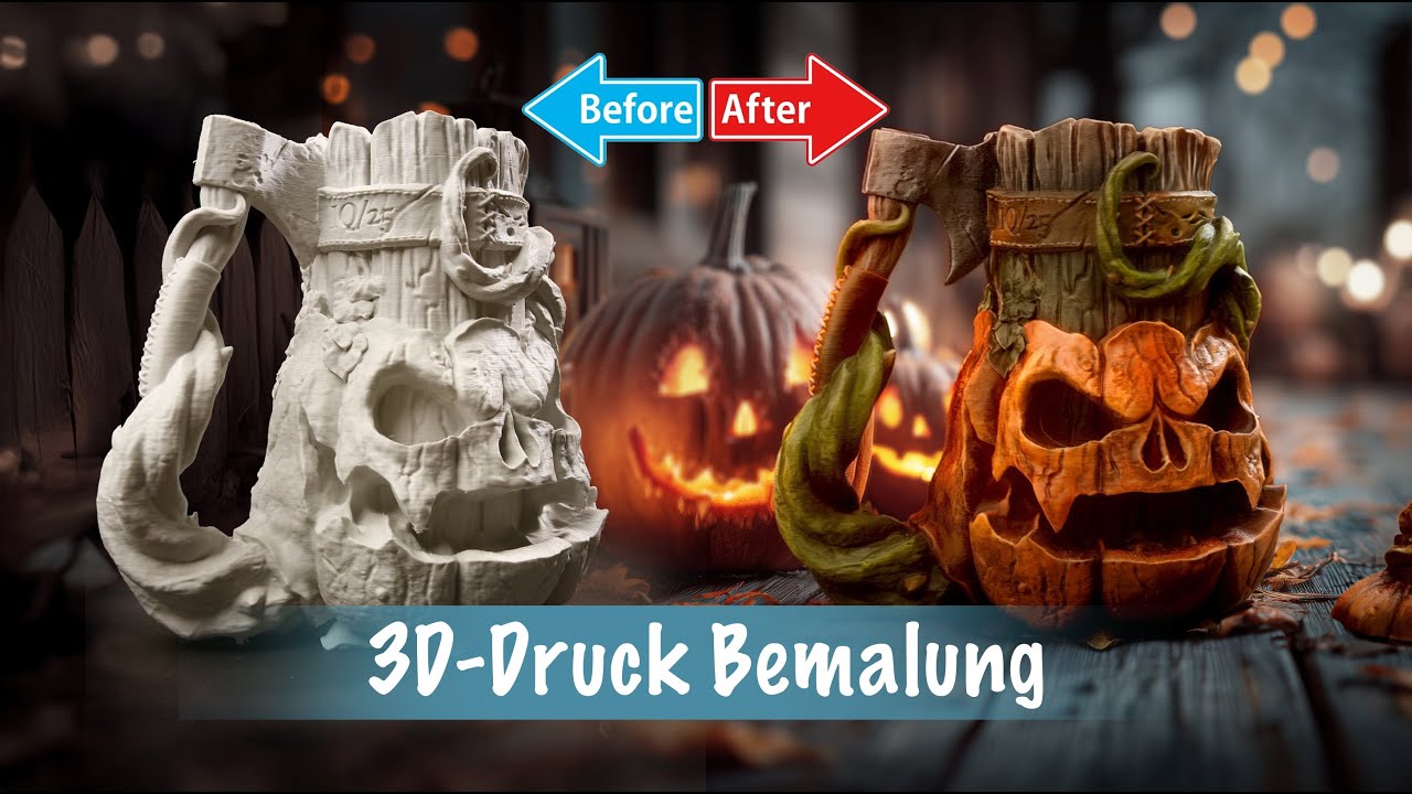 🎃 HALLOWEEN-KRUG DRUCKEN & BEMALEN | Exklusive Druckdaten + Step-by-Step Bemalung 👻