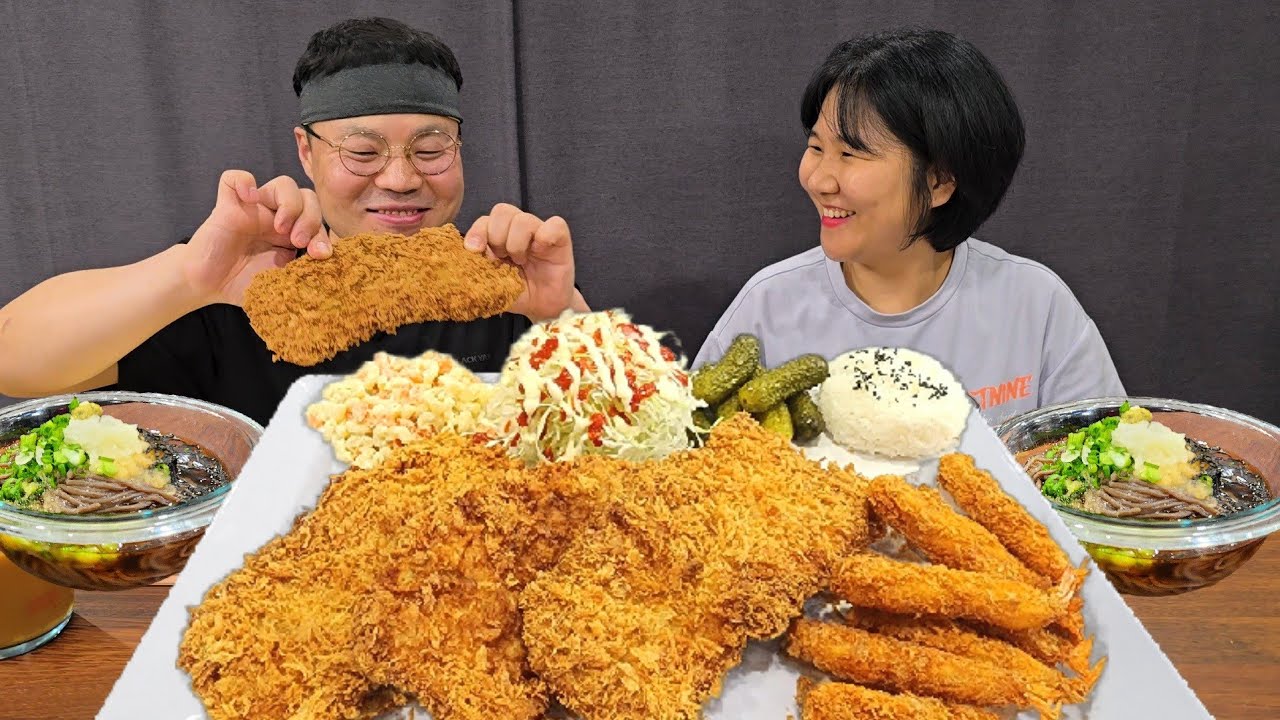 Хрустящая свиная котлета + холодная соба = нереальное сочетаниеㅣКулинария и Мукбанг