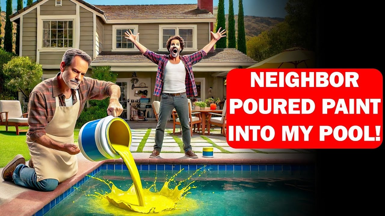 I chase the arrogant neighbor away from my pool, he comes back and fills the whole pool with pai