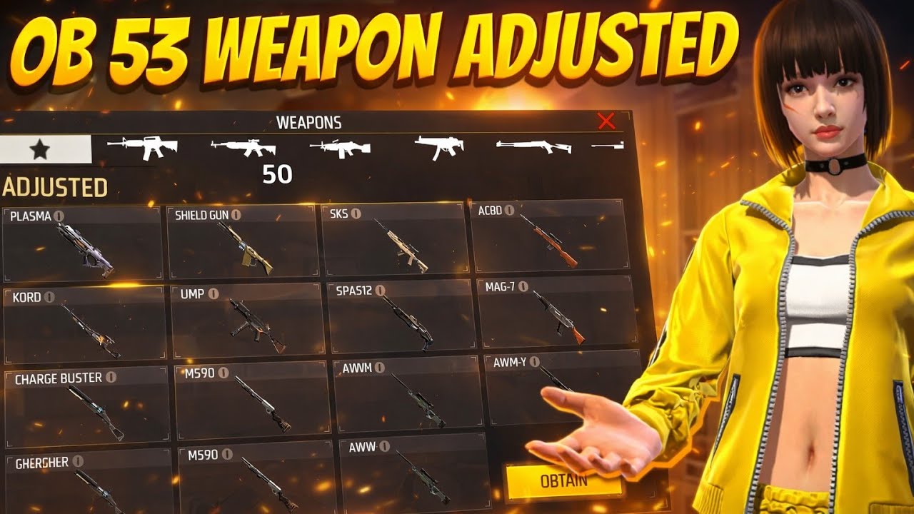 OB53 Weapon Adjusted Update Free Fire | All Gun Changes Explained