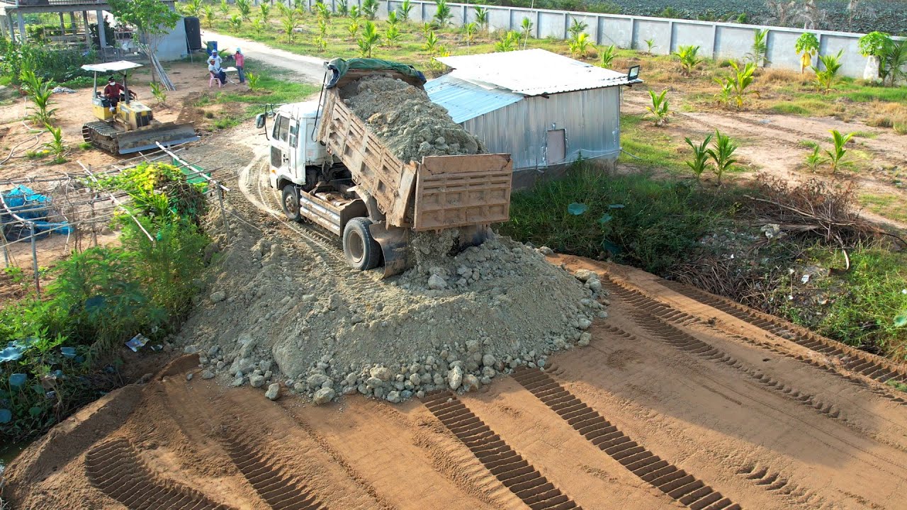 Part 3 Making Road By 5Ton Truck Unloading Soil & Skill Bulldozer Pushing Soil