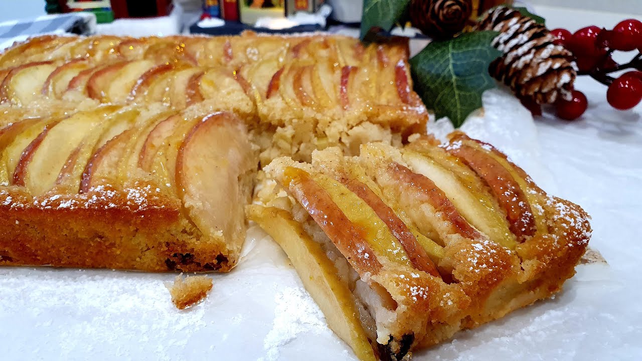 TORTA NAVIDEÑA DE MANZANA Y PASAS muy fácil y jugosa