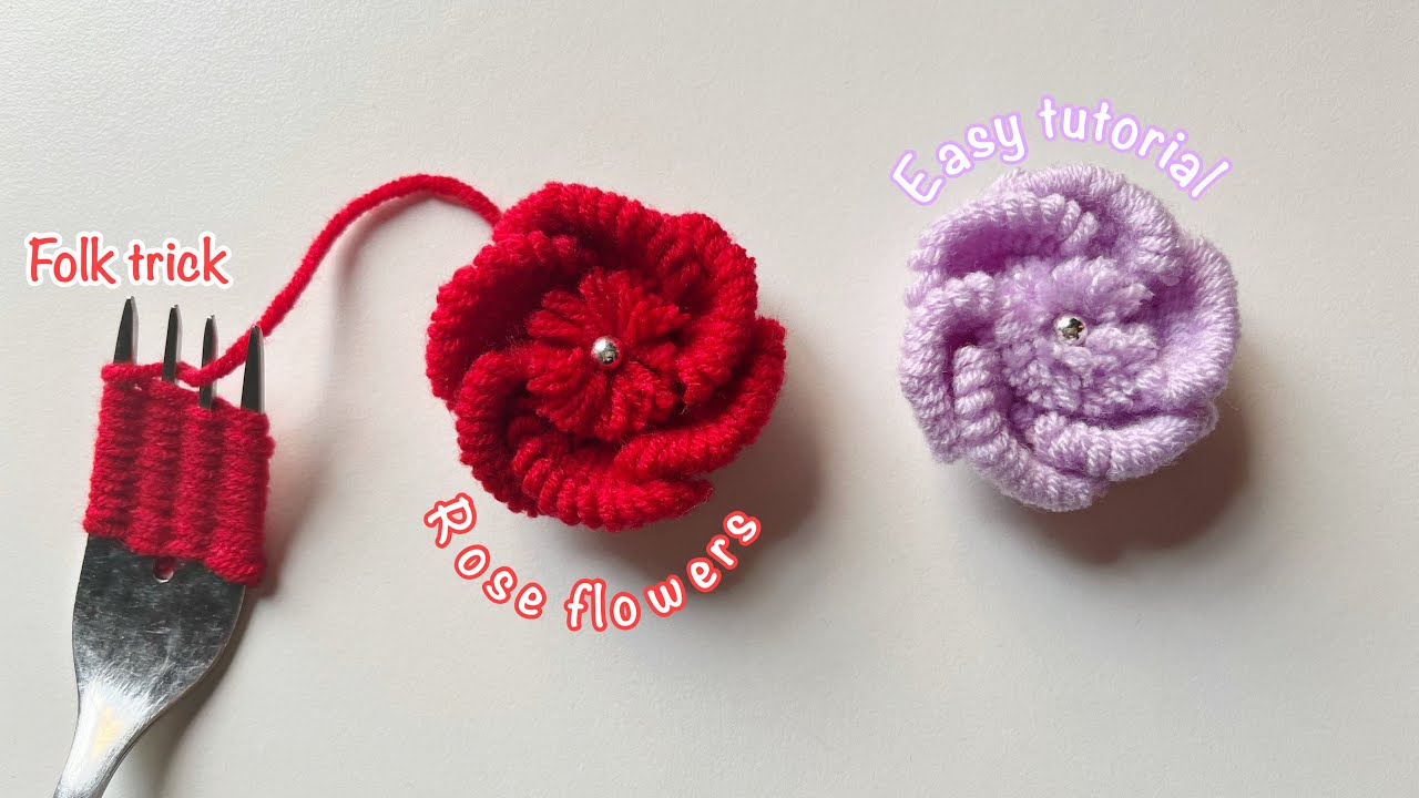Wow! Unique Woolen Flower Craft Ideas with Folk- DIY flowers idea - Hand Embroidery Design Trick