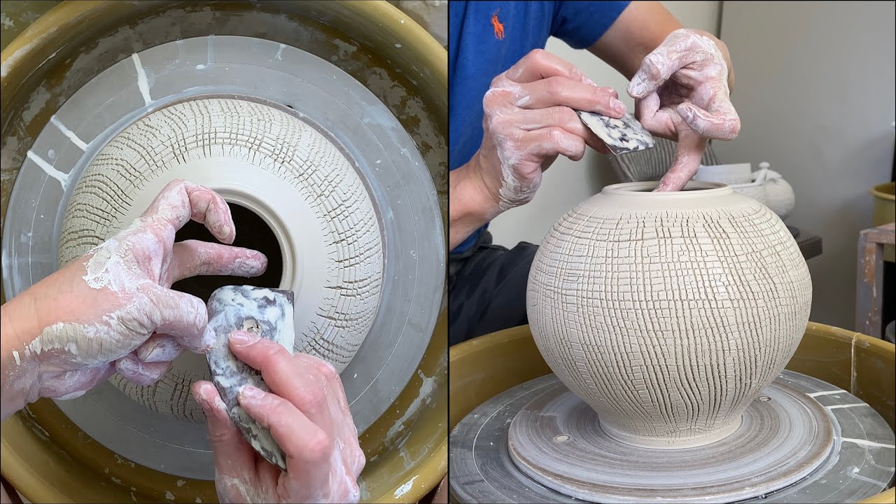 534. Making a 4-Lb Sodium Silicate Texture Lidded/Covered Jar with Hsin-Chuen Lin 林新春 岩花瓷蓋罐製作示範