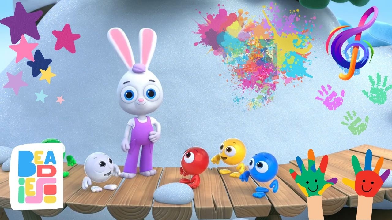 Learn Colors & Move 🐰🎨 | Hoppy Painting Song | Let’s Make Music! | Beadies: Early Learning