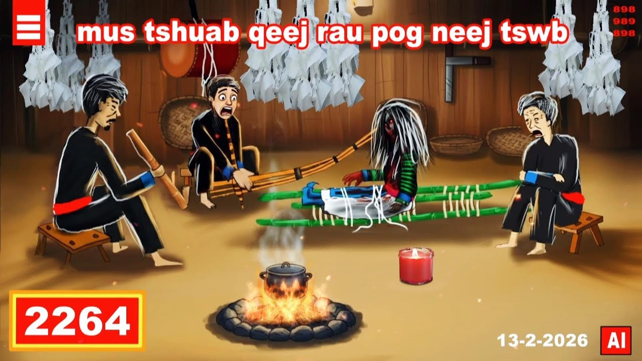 dab hais hmoob - 2264 - 13-2-2026 mus tshuab qeej rau pog neej tswb, คืนจัดงานศพ, Funeral night.