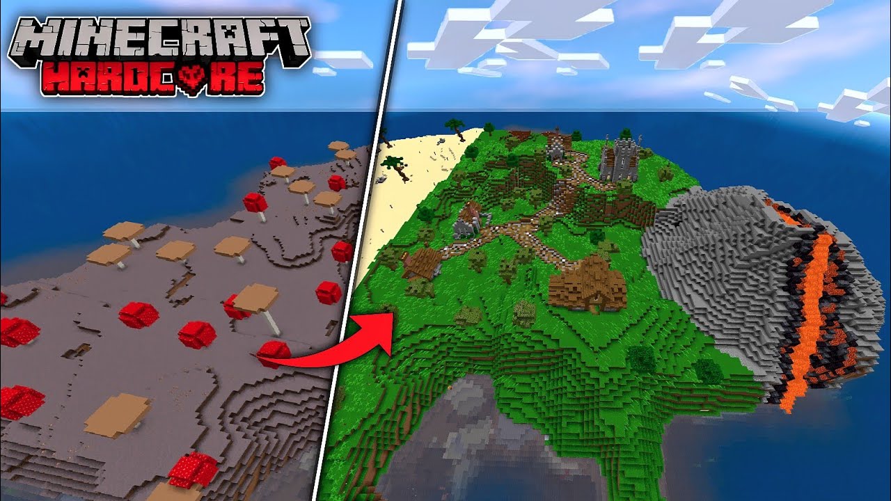I Transformed MUSHROOM ISLAND in Minecraft Hardcore || Bee man#minecraft 