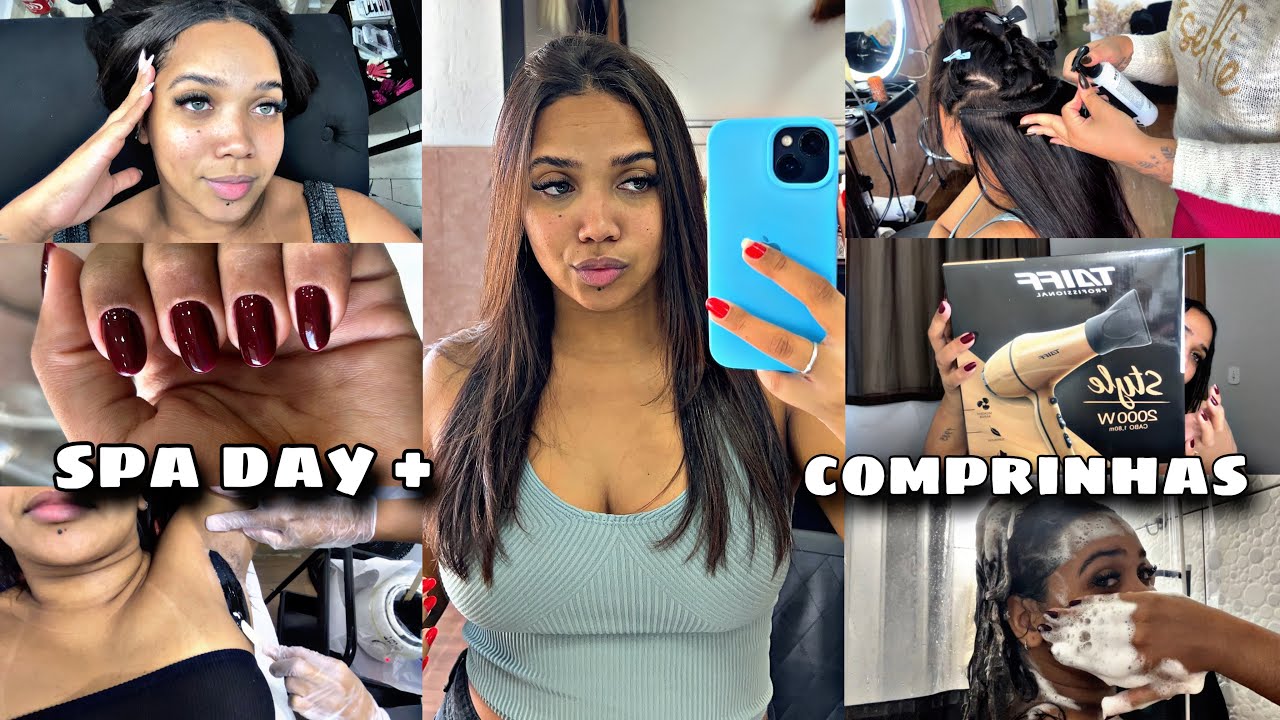 SPA DAY| removi o mega hair| RETOQUEI A PROGRESSIVA| e fiz comprinhas ✨