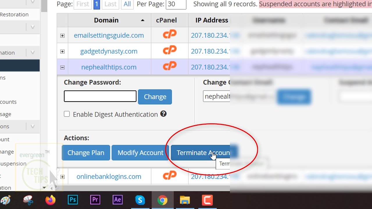 How to Delete a cPanel, Domain from WHM Web Hosting Panel
