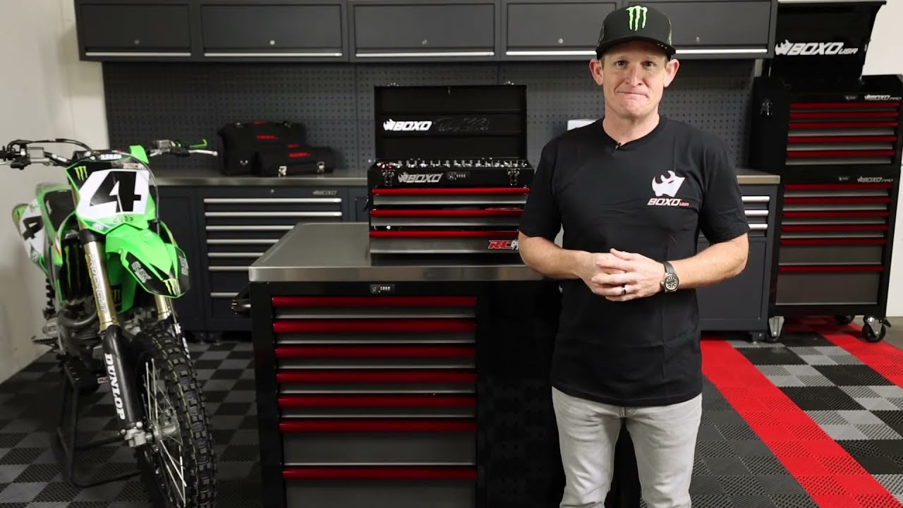 BoxoUSA Ricky Carmichael MotoBox | 103-Piece Metric Motorcycle 3-Drawer Hand Carry Tool Box