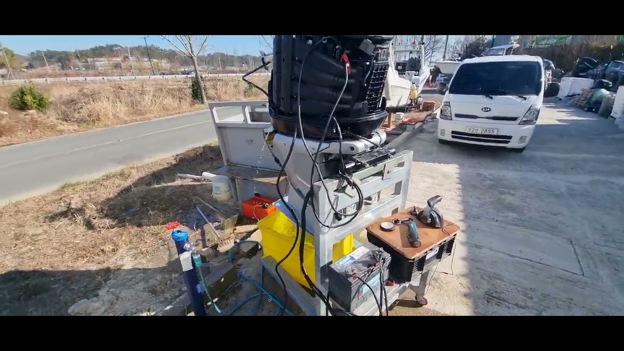머큐리 v8 버라도 300마력 엔진과열 수리 시운전/ 머큐리 선외기 수리