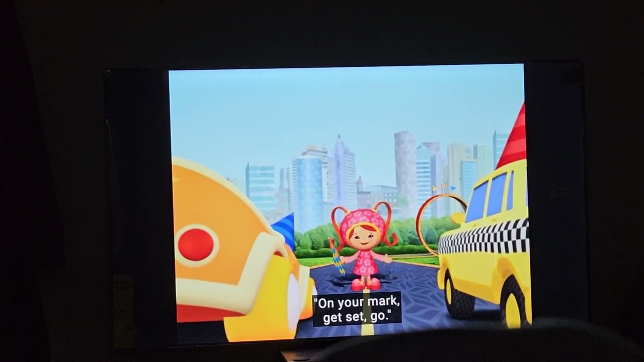 Umicar opens his birthday present and race on the race track with his vehicle friends