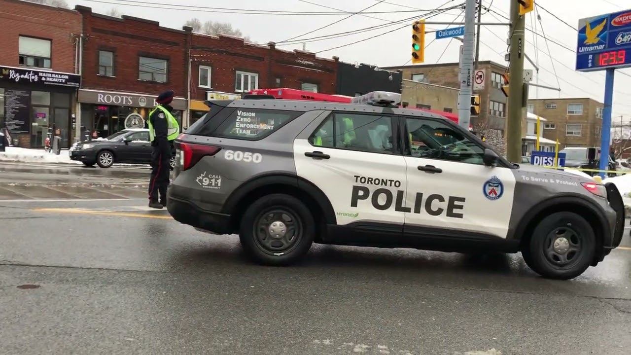 It’s.New Year day and tow cars collided causing extensive damage in downtown Toronto Canada 