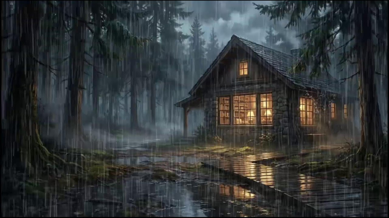 Forest Cabin Night After Rain 🌧 | Peaceful Rain Sounds for Insomnia Relief and Deep Rain Sleep