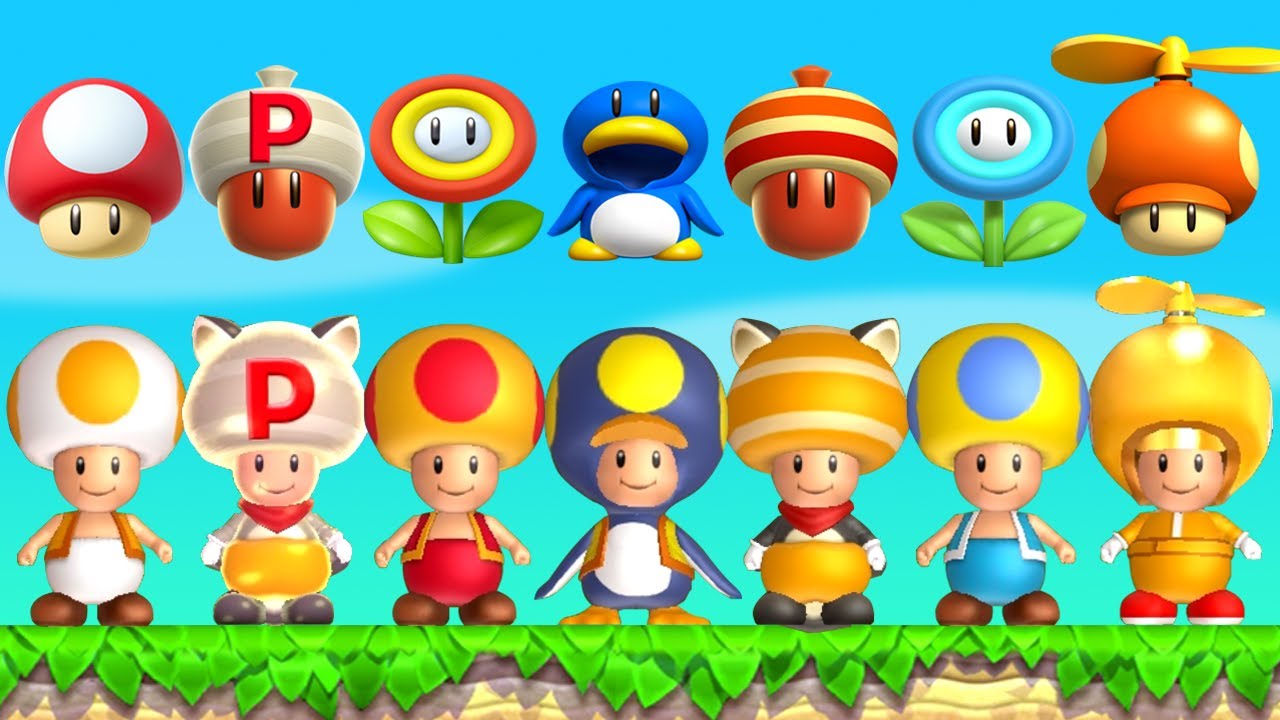 New Super Luigi U - All Yellow Toad Power-Ups