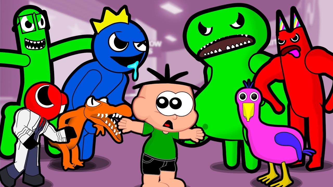 Cascão e Cebolinha em Rainbow Friends contra GARTEN OF BANBAN (Roblox)