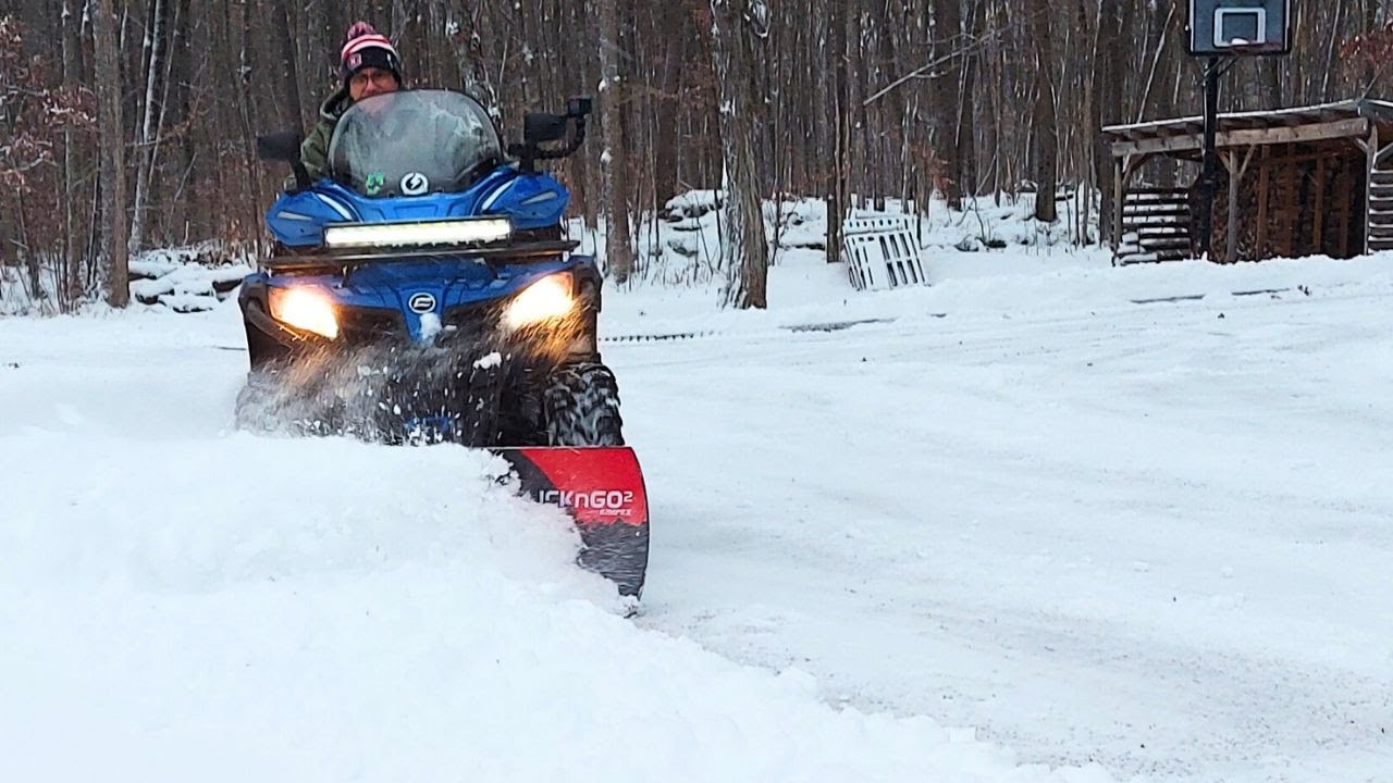 Plowing Snow on this 1/4 Mile Long Driveway with an ATV 2025