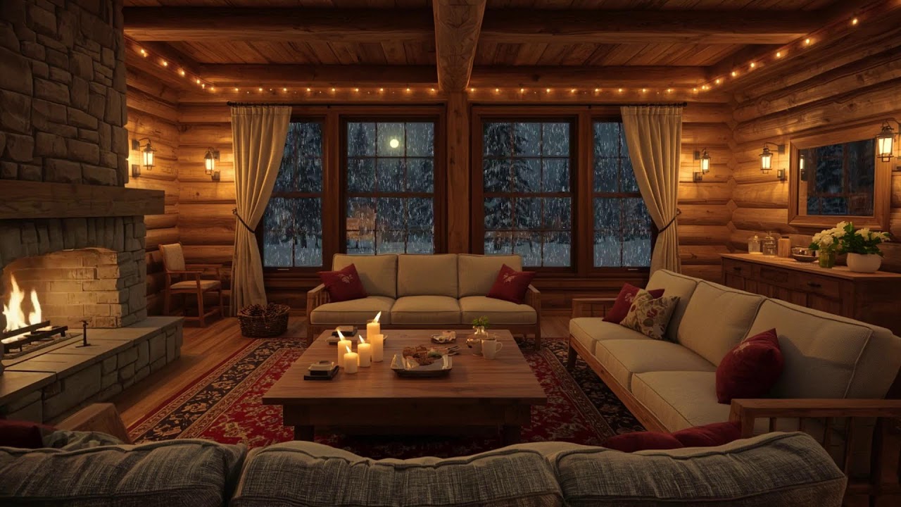 Snowy Night Room Jazz ❄️ Fireplace Sounds for Deep Focus and Peaceful Work