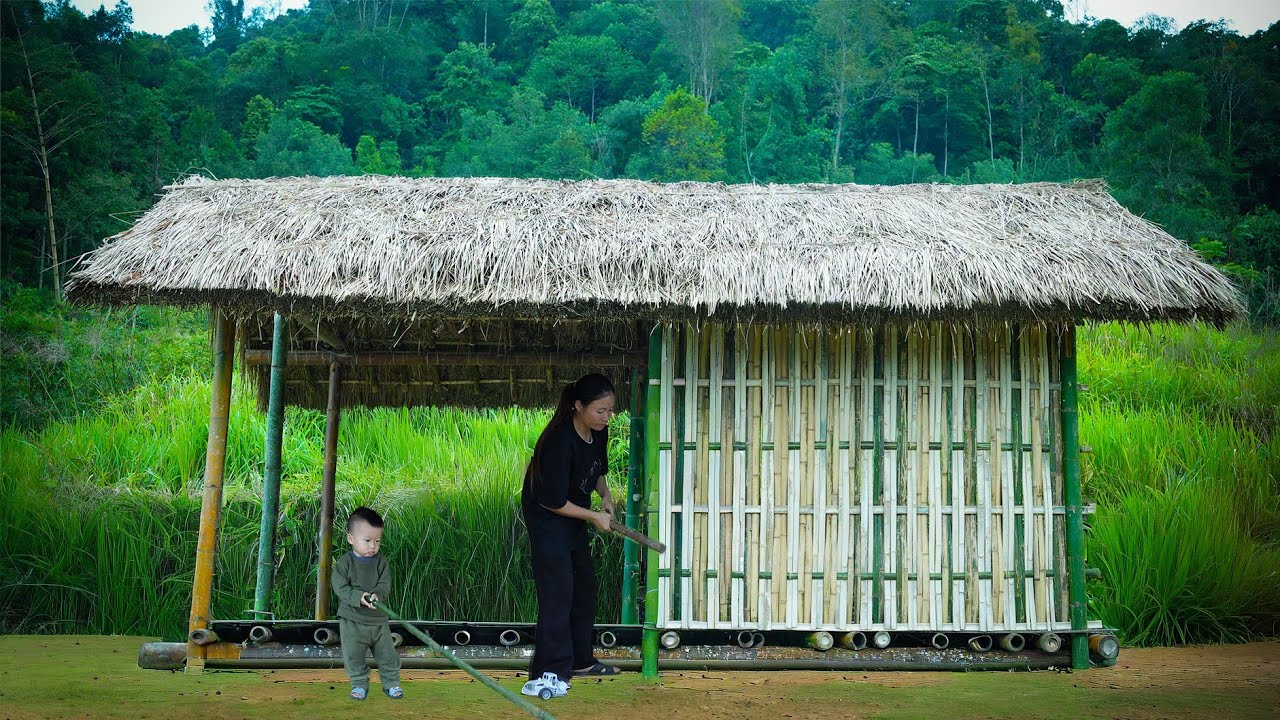 Building a Beautiful Bamboo Home | Single Mom & Son Continue Their Journey Part 4
