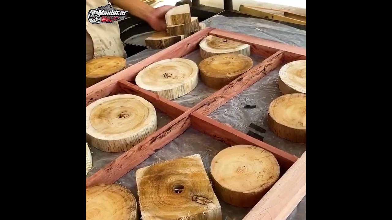 Create A Unique Coffee Table With Letter Shaped Legs From Rotten Round Blocks Of Wood #wood #diy