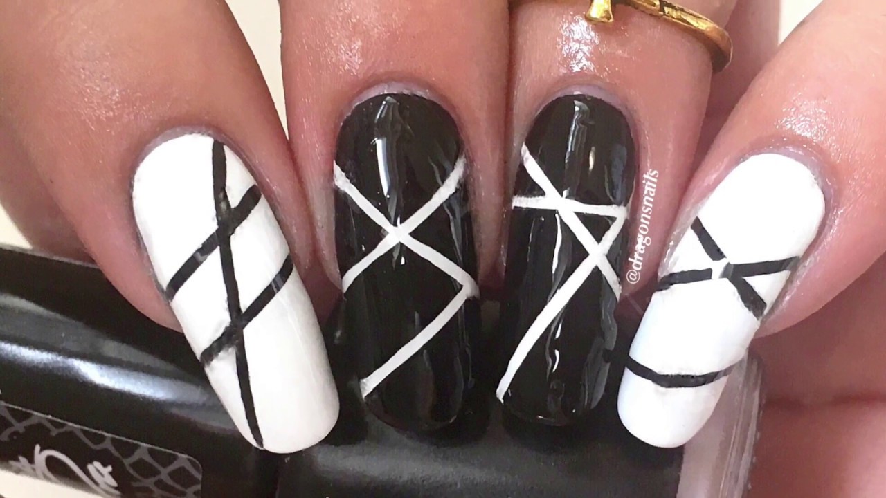 Simple Abstract Black and White Nail Art Tutorial
