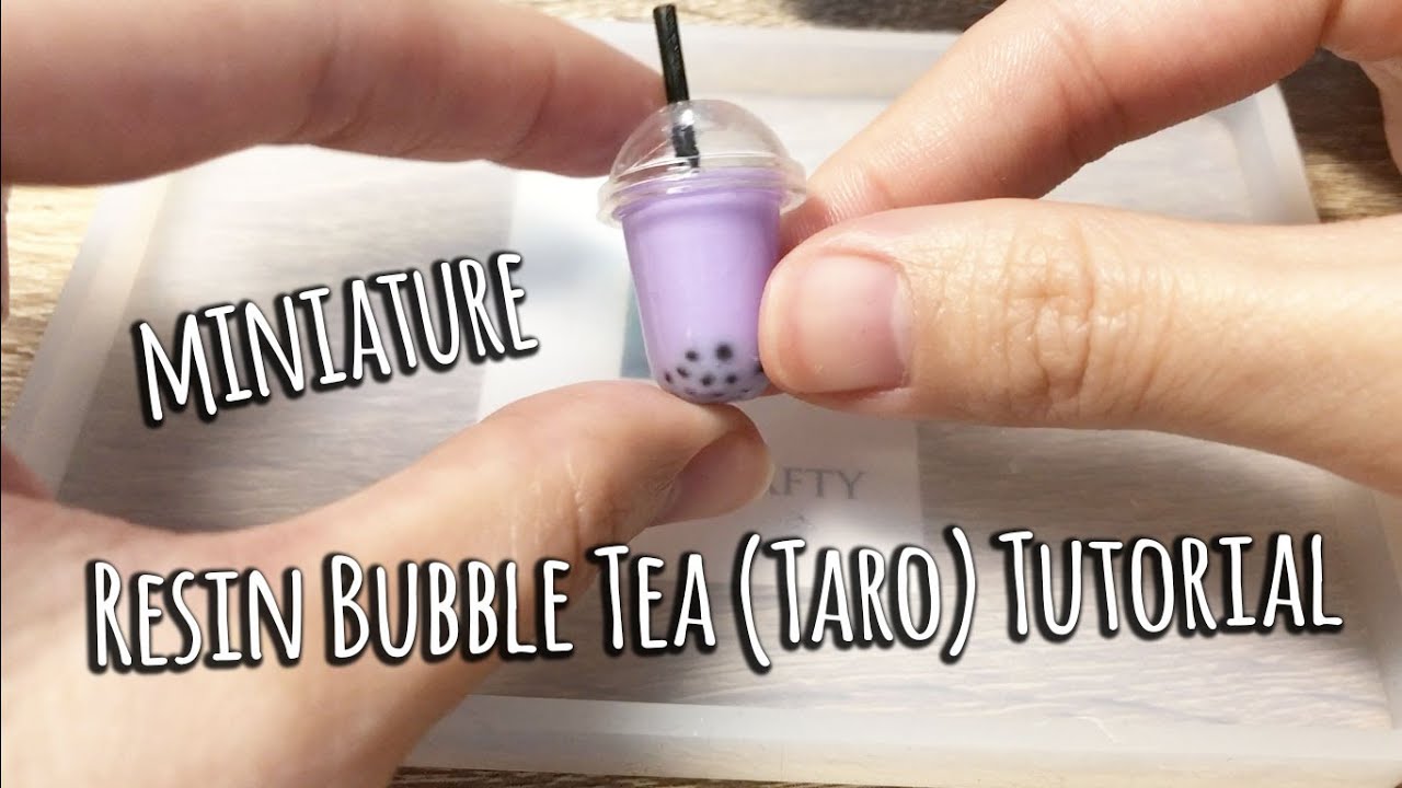 How to Make Miniature Resin Bubble Tea (Taro Milk Tea) - UV Resin Tutorial