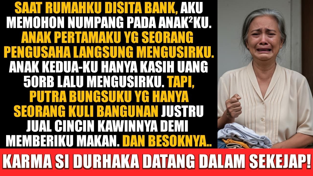 Rumahku Disita Bank—Anakku Yang Kaya Mengusirku Kecuali Si Bungsu Yang Seorang Kuli Serabutan