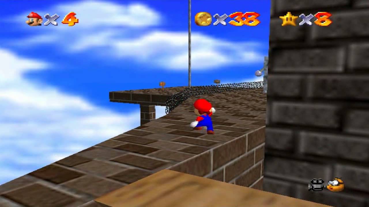 Super Mario 64 - Forteresse de Whomp - Etoile 4 : Pièces rouges dans les airs