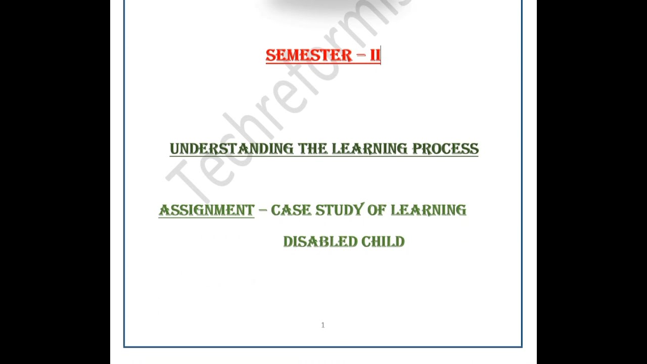 #casestudy #disabled  #child #assignment |B.ed|  |Transforming Disability into a Gift|