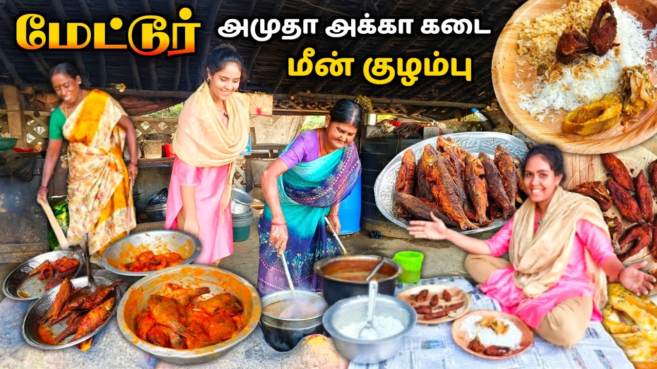 💯💥Mettur Dam Special மீன் குழம்பு, பாரம்பரிய விறகு அடுப்பு சமையல்😍🔥| MEDIA பட்டதாரி #metturdam #fish