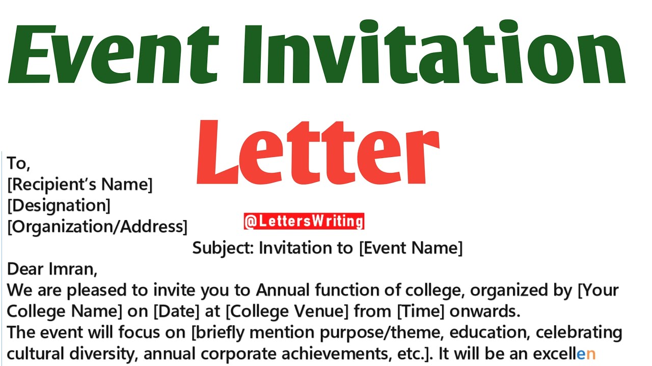 Event Invitation Letter | Invitation Letter | Letter Writing