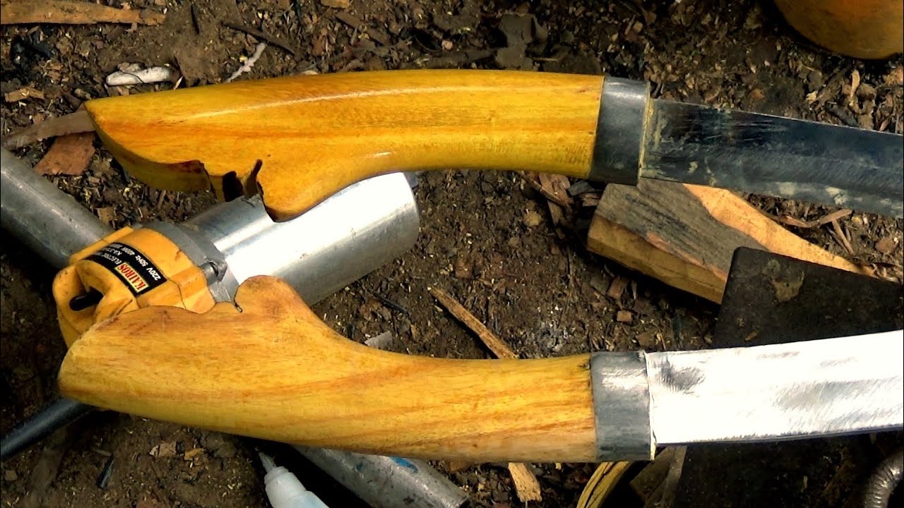 Cara cepat Membuat gagang golok dari bahan kayu keras & kuat