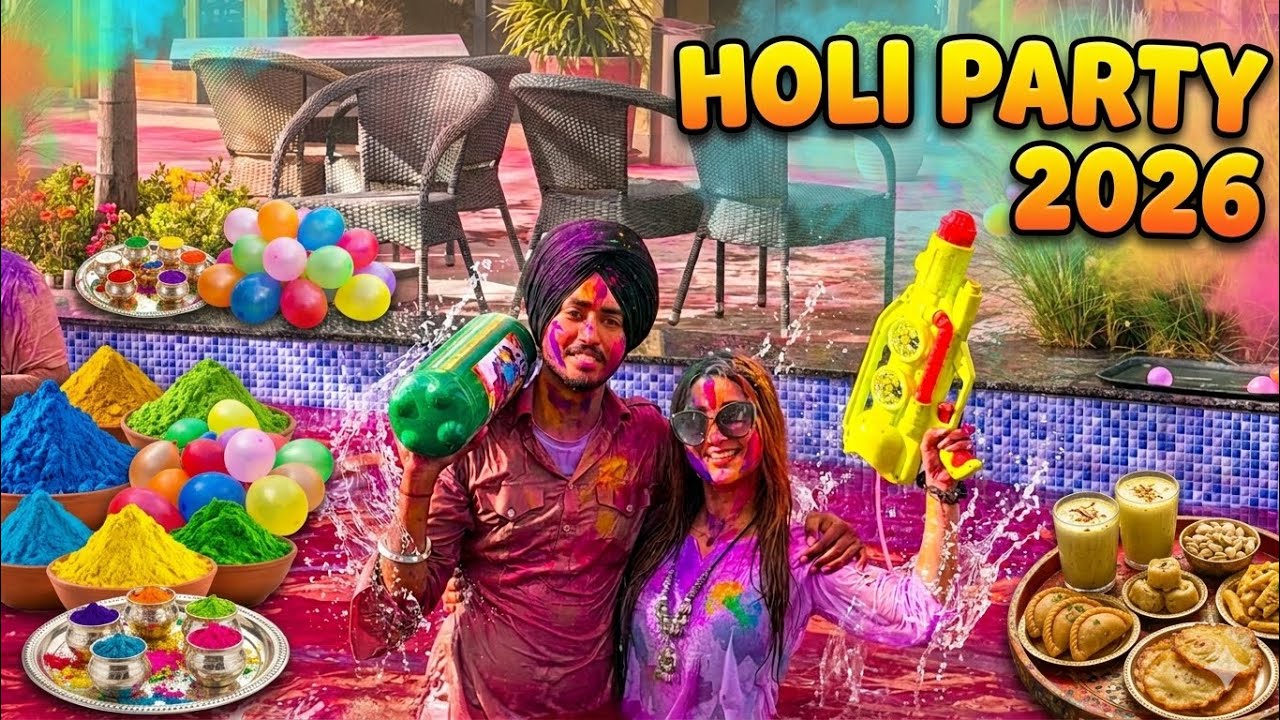 Holi Party 2026 🫟😍 @fatehbhavya  #youtube #holi #familyvlog #party