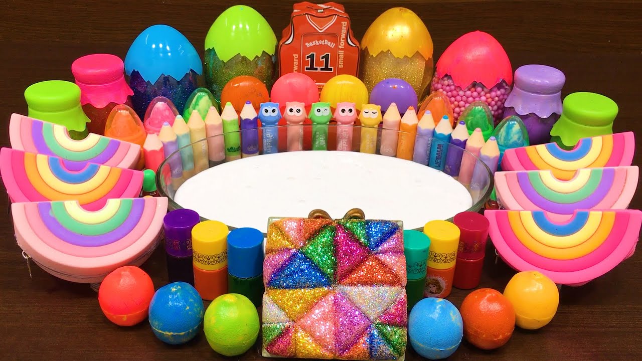 RAINBOW Slime! Mixing Random into GLOSSY Slime ! Satisfying Slime Video #1156