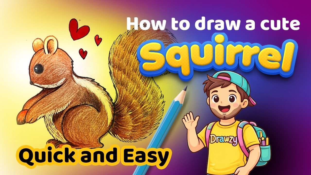 How to Draw a Cute Squirrel Step by Step 🐿️ | Easy Art Tutorial