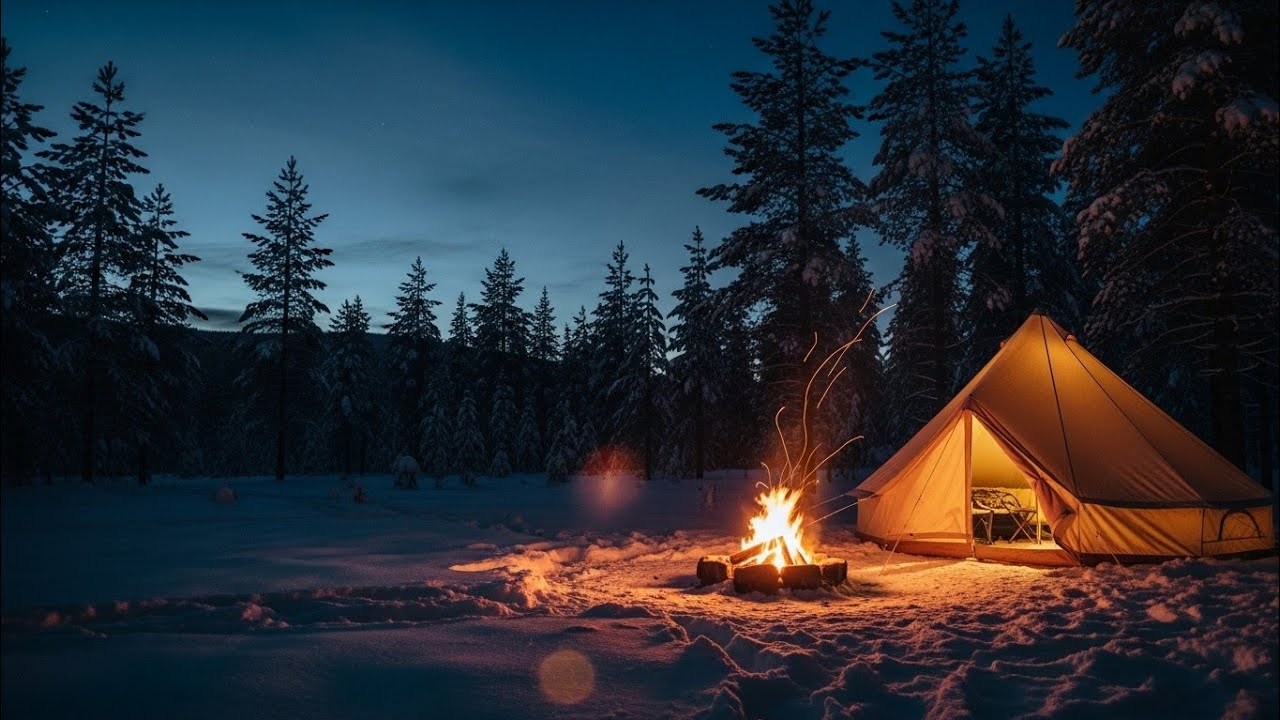 Luxury Snow Camping ASMR ❄️ Cozy Winter Tent in Falling Snow | Relaxing Sleep Ambience @norwave1