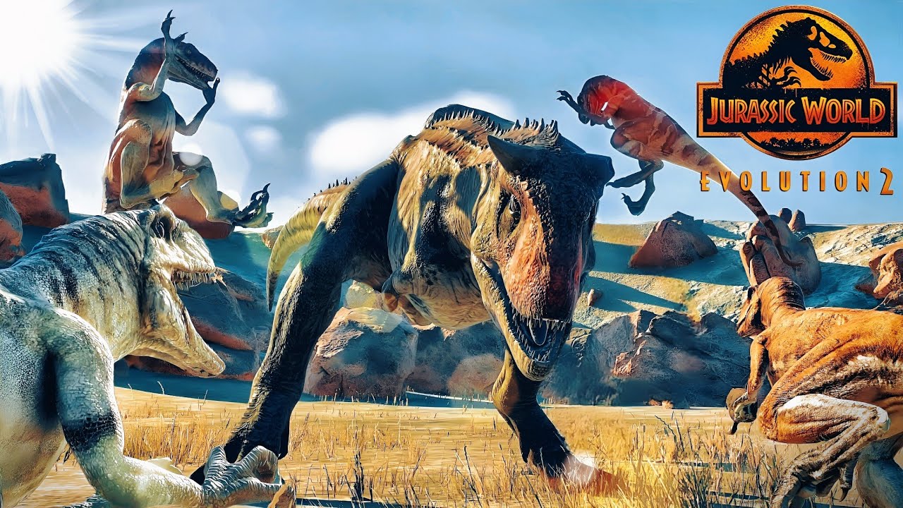 Carnotaurus vs Atrociraptors - Chaos theory battle  Recreated in Jurassic world evolution