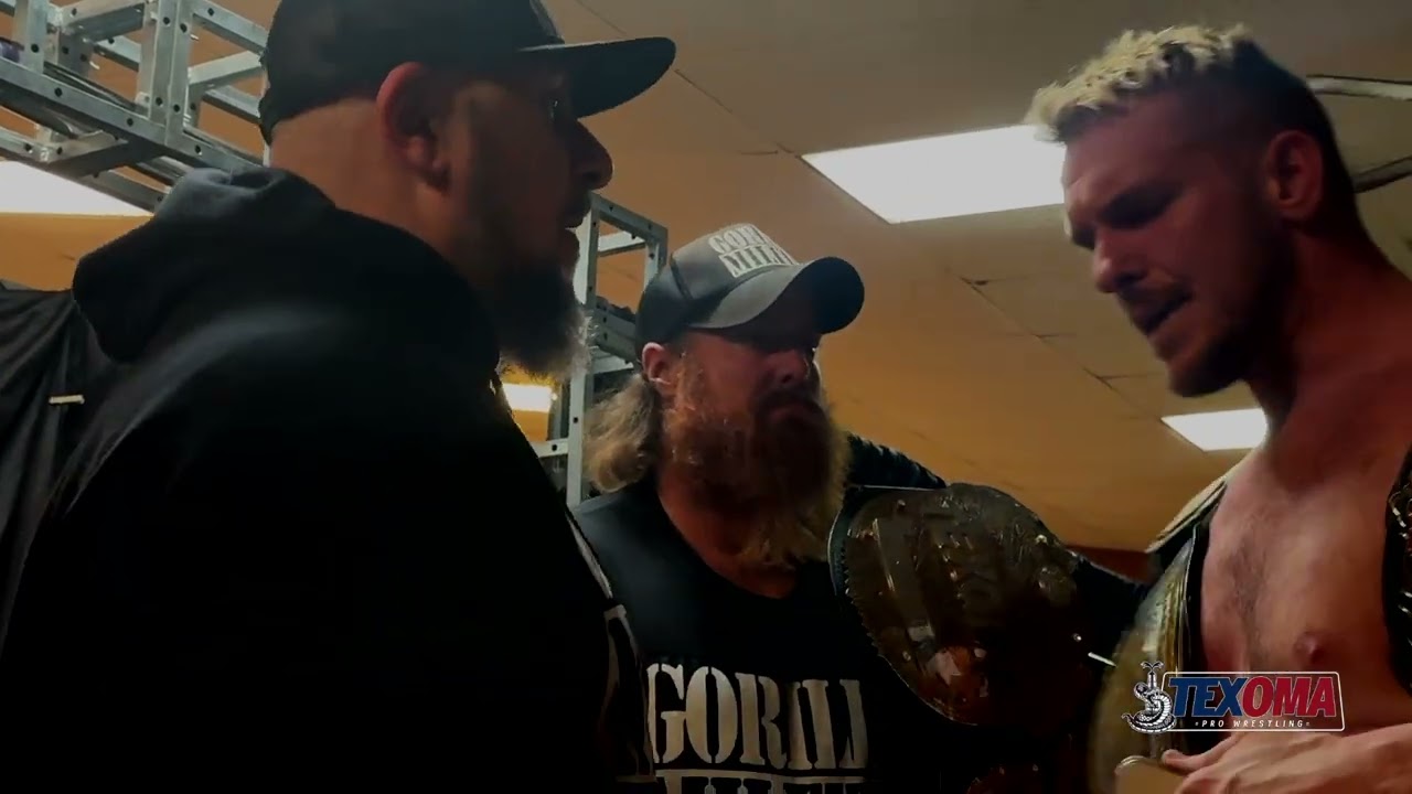 Texoma Pro Wrestling Champion confronts Franco D'Angelo and the Gorilla Militia backstage.
